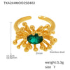 Wholesale 316L Stainless Steel Zircon Retro Plants Flowers Open Ring Earrings With Electroplating