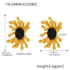 Wholesale 316L Stainless Steel Zircon Retro Plants Flowers Open Ring Earrings With Electroplating