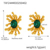 Wholesale 316L Stainless Steel Zircon Retro Plants Flowers Open Ring Earrings With Electroplating