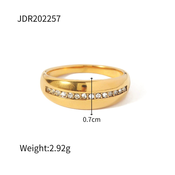 Wholesale Stainless Steel Zircon Ring For Women With Geometric Design And Electroplating
