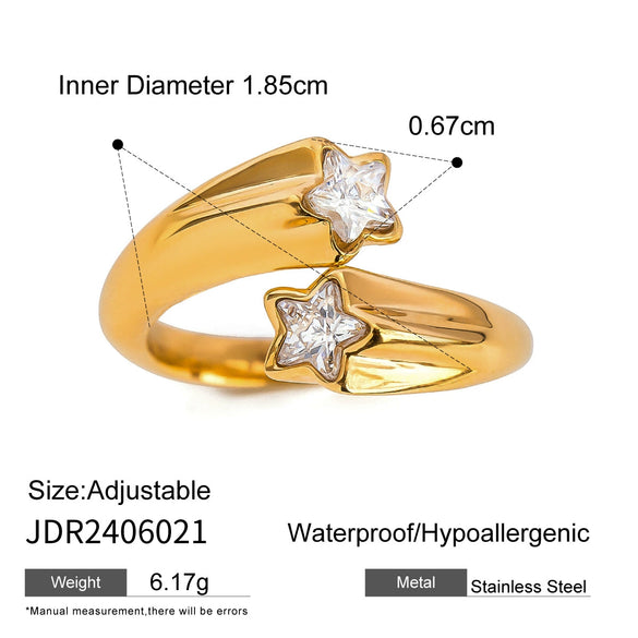 Wholesale Stainless Steel Zircon Ring For Women With Geometric Design And Electroplating