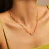 Wholesale Stainless Steel Zircon Sweet Geometric Water Drops Square Pendant Necklace With Electroplating For Women