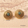 Wholesale Stamped Geometric Blue Turquoise Stainless Steel Earrings For Women