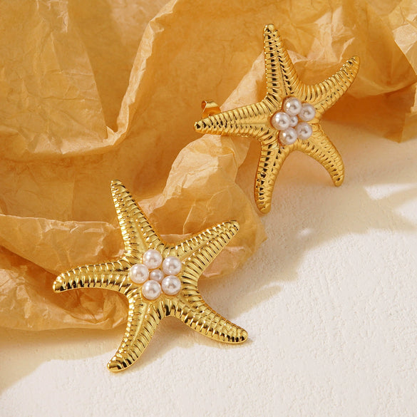 Wholesale Stamped Light Luxury Animal Shaped Pearl Stainless Steel Earrings For Women