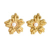 Wholesale Stamped Stainless Steel Flower Pearl Earrings For Women Light Luxury Style