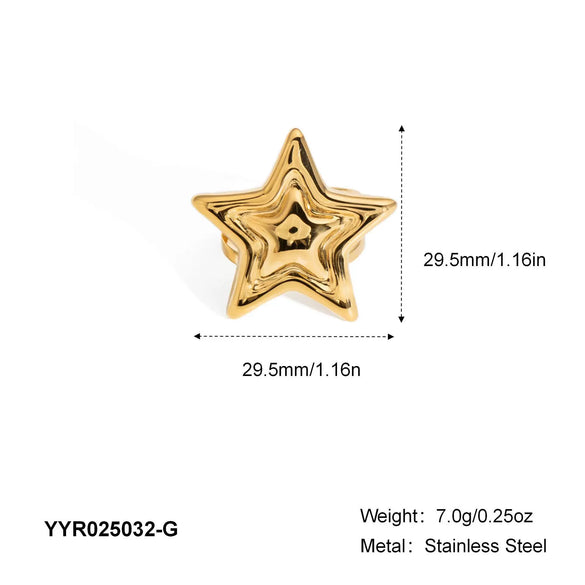 Wholesale Star Opening Ring In Gold And Silver Two Color Fashion Design Made Of Stainless Steel With Pvd Furnace Vacuum Real Gold Plating Unisex And All Match Jewelry