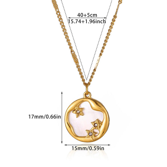 Wholesale Star Pendant Necklace With Starry Sky Design Gold Electroplated Stainless Steel Cross Chain Unisex