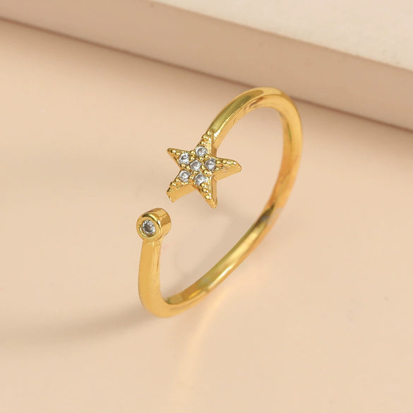 Wholesale Star Ring Copper Electroplating Women's Hand Jewelry
