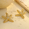 Wholesale Starfish Pattern Electroplated 18K Gold Stainless Steel Earrings For Women