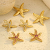 Wholesale Starfish Pattern Electroplated 18K Gold Stainless Steel Earrings For Women
