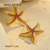 Wholesale Starfish Pattern Electroplated 18K Gold Stainless Steel Earrings For Women