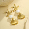 Wholesale Starfish Pendant Earrings Stainless Steel Geometric Fashion Electroplated Women