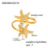 Wholesale Starfish Shell Zircon Open Index Finger Ring In Stainless Steel With Electroplating Geometric Style For Women