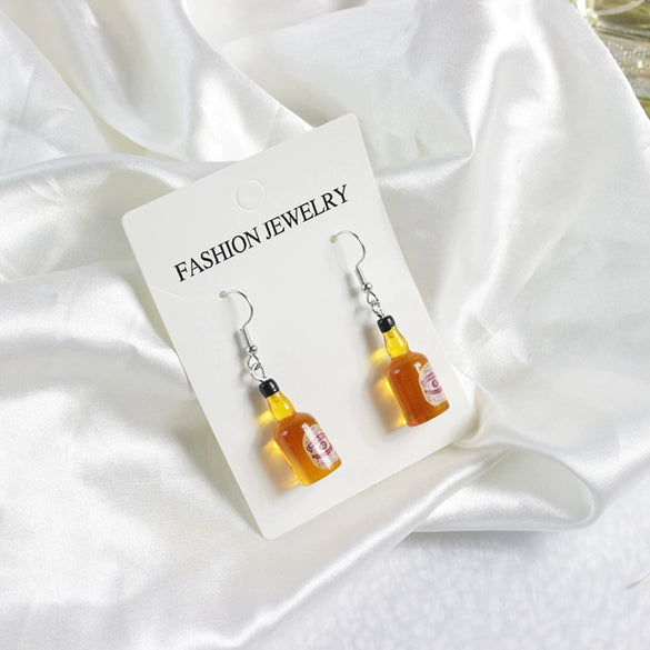 Wholesale Statement Wine Bottle Pendant Earrings For Men And Women Plastic And Resin Design