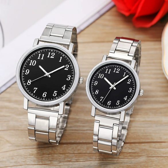 Wholesale Steel Band Quartz Couple Watches For Men And Women With Alloy Case And Mineral Strengthened Glass Mirror Business Style