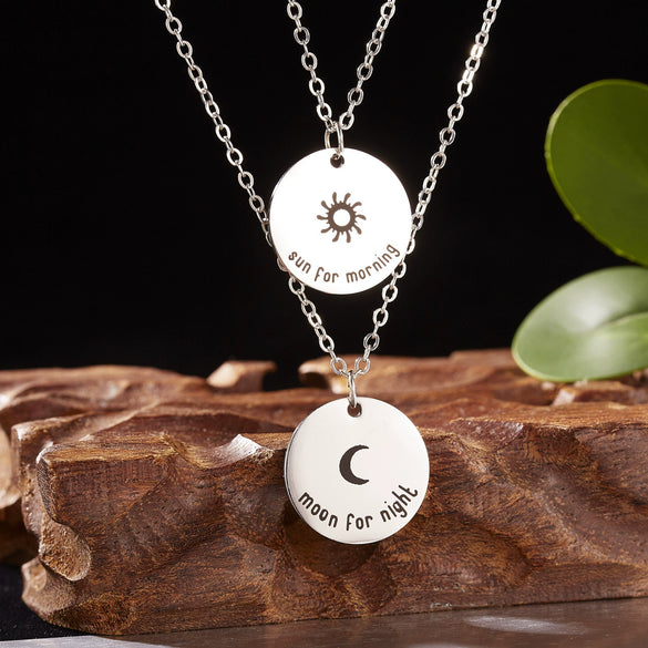 Wholesale Steel Hollow Sun Moon Shaped Stainless Steel Paper Card Necklace Set With Electroplating