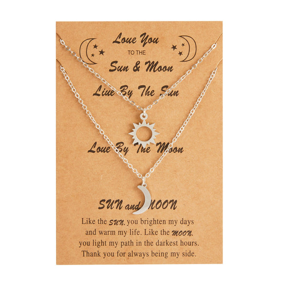 Wholesale Steel Hollow Sun Moon Shaped Stainless Steel Paper Card Necklace Set With Electroplating
