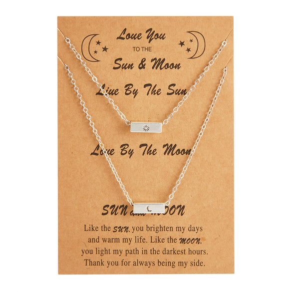 Wholesale Steel Hollow Sun Moon Shaped Stainless Steel Paper Card Necklace Set With Electroplating
