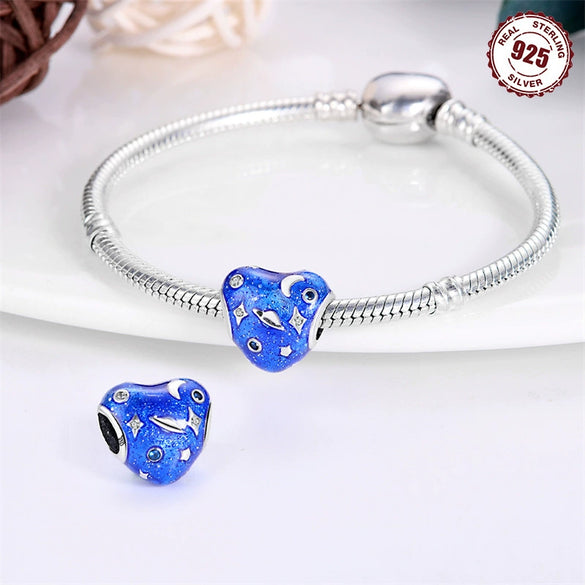 Wholesale Sterling Silver Accessories Charm Earth Moon String Jewelry Epoxy Design Diy Bracelet