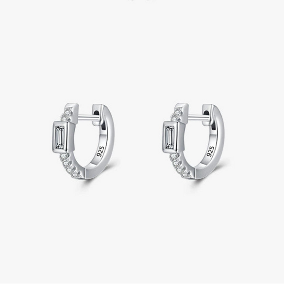 Wholesale 925 Sterling Silver Allmatch Geometric Microinlaid Ear Buckle