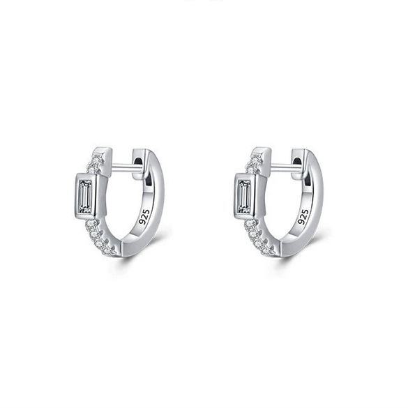 Wholesale 925 Sterling Silver Allmatch Geometric Microinlaid Ear Buckle
