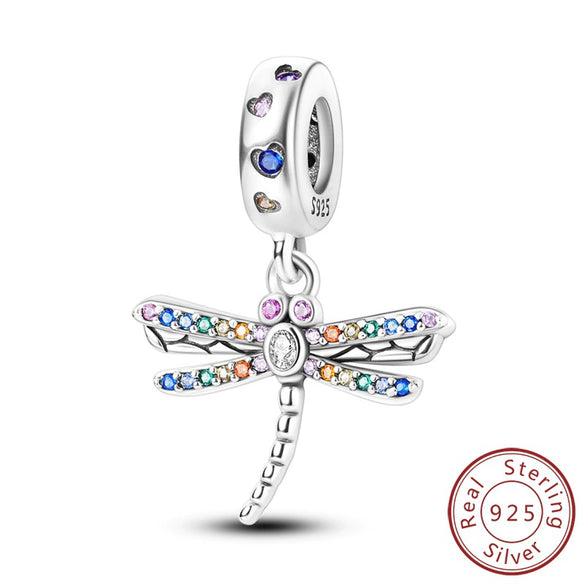 Wholesale 925 Sterling Silver Animal Insect Butterfly Dragonfly Firefly Owl Bead Charm Dripping Oil Diy Jewelry Accessories Bracelet