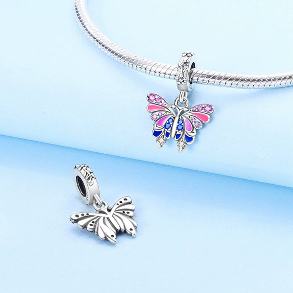 Wholesale 925 Sterling Silver Animal Insect Butterfly Dragonfly Firefly Owl Bead Charm Dripping Oil Diy Jewelry Accessories Bracelet