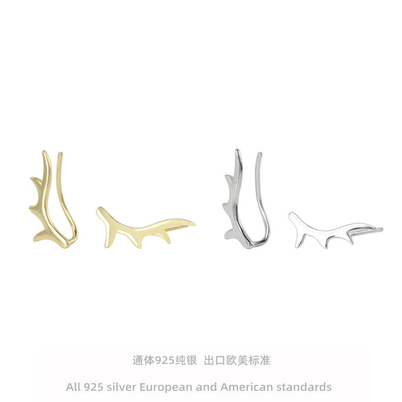 Wholesale 925 Sterling Silver Antler Ear Clip With Joker Design Electroplated For Women