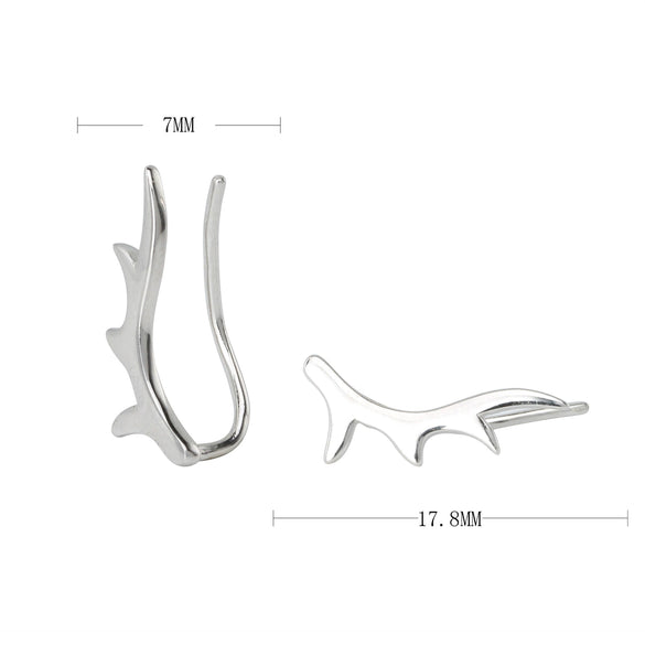 Wholesale 925 Sterling Silver Antler Ear Clip With Joker Design Electroplated For Women