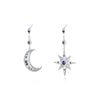 Wholesale 925 Sterling Silver Asymmetric Star Moon Zircon Earrings For Women