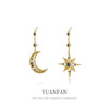 Wholesale 925 Sterling Silver Asymmetric Star Moon Zircon Earrings For Women
