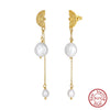 Wholesale 925 Sterling Silver Baroque Freshwater Pearl Geometric Pendant Earrings With Electroplating For Women