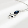 Wholesale Sterling Silver 925 Blue Crystal Fox Zircon Inlaid Electroplated Cross Chain Women's Fashion Pendant Necklace