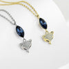 Wholesale Sterling Silver 925 Blue Crystal Fox Zircon Inlaid Electroplated Cross Chain Women's Fashion Pendant Necklace