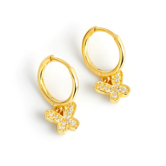 Wholesale 925 Sterling Silver Butterfly Animal Zodiac Zirconia Inlaid Earring Accessories