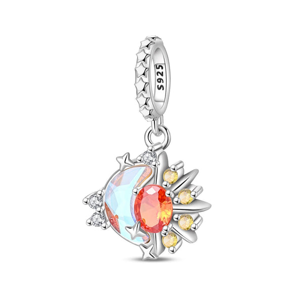 Wholesale 925 Sterling Silver Charm Crystal Star Moon Sun Beads Jewelry Bracelet Accessories With Dripping Oil Design For Women