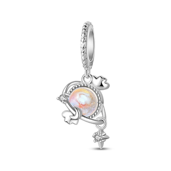 Wholesale 925 Sterling Silver Charm Crystal Star Moon Sun Beads Jewelry Bracelet Accessories With Dripping Oil Design For Women