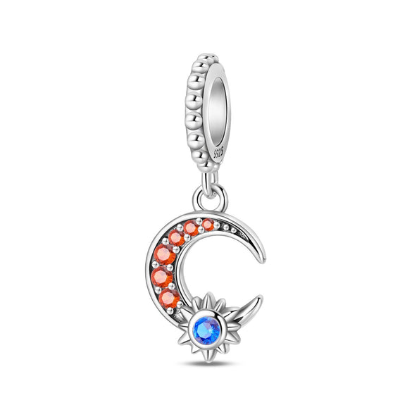 Wholesale 925 Sterling Silver Charm Crystal Star Moon Sun Beads Jewelry Bracelet Accessories With Dripping Oil Design For Women