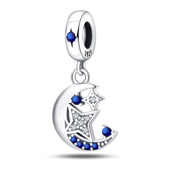Wholesale 925 Sterling Silver Charm Crystal Star Moon Sun Beads Jewelry Bracelet Accessories With Dripping Oil Design For Women