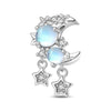 Wholesale 925 Sterling Silver Charm Crystal Star Moon Sun Beads Jewelry Bracelet Accessories With Dripping Oil Design For Women