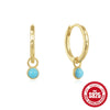 Wholesale 925 Sterling Silver Classic All Match Turquoise Earrings With Geometric Design And Electroplating For Women