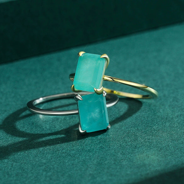 Wholesale 925 Sterling Silver Classic Four Claw Imitation Tourmaline Women's Ring With Geometric Design And Seiko Craft