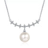 Wholesale 925 Sterling Silver Clavicle Chain With Clover Style Freshwater Pearl And Moissanite Pendant Geometric Pattern Electroplated