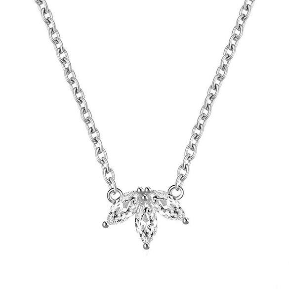 Wholesale Sterling Silver Clover Zircon Necklace Fashionable Simple Design Clavicle Chain