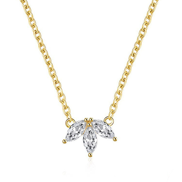 Wholesale Sterling Silver Clover Zircon Necklace Fashionable Simple Design Clavicle Chain