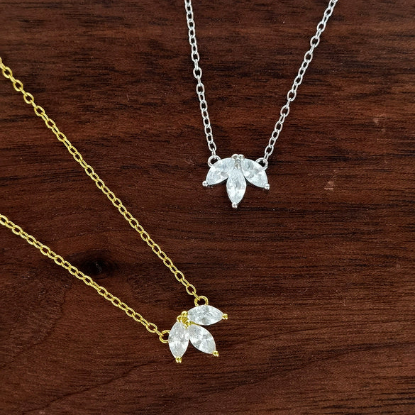 Wholesale Sterling Silver Clover Zircon Necklace Fashionable Simple Design Clavicle Chain