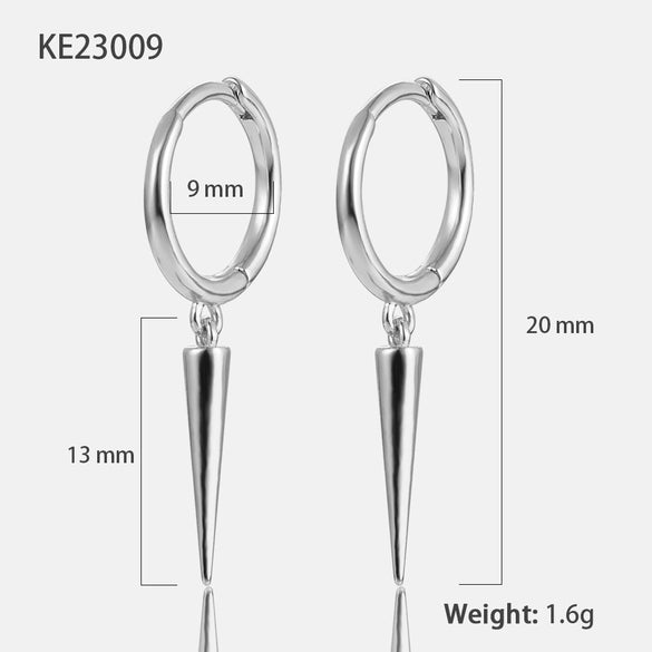 Wholesale Sterling Silver Conical Rivet Long Earring With Geometric Design And Electroplating Treatment For Women