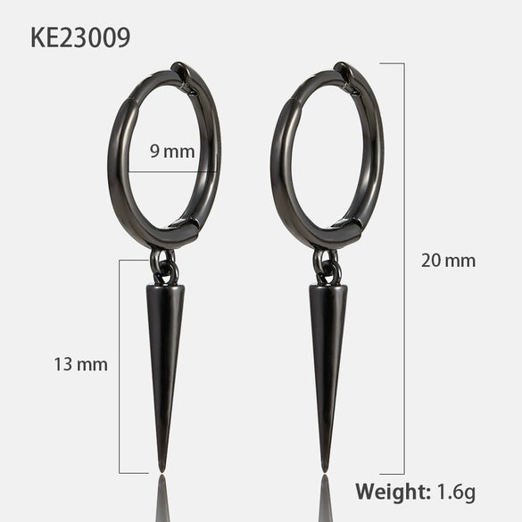 Wholesale Sterling Silver Conical Rivet Long Earring With Geometric Design And Electroplating Treatment For Women