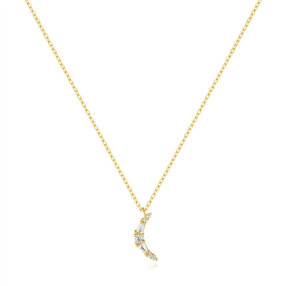 Wholesale 925 Sterling Silver Crescent Geometric Zircon Clavicle Chain Necklace With Electroplating
