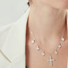 Wholesale 925 Sterling Silver Cross Geometric Patterned Necklace With High Carbon Drill Pendant For Women Electroplated